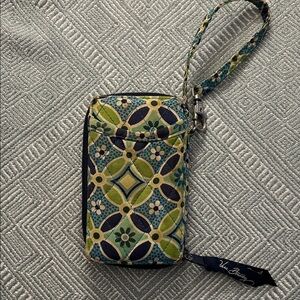 Vera Bradley Green and Blue Patterned Wristlet